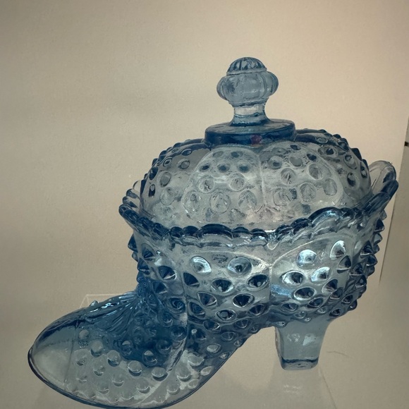 Other - Blue Glass Shoe with Lid by Wilkerson Glass
